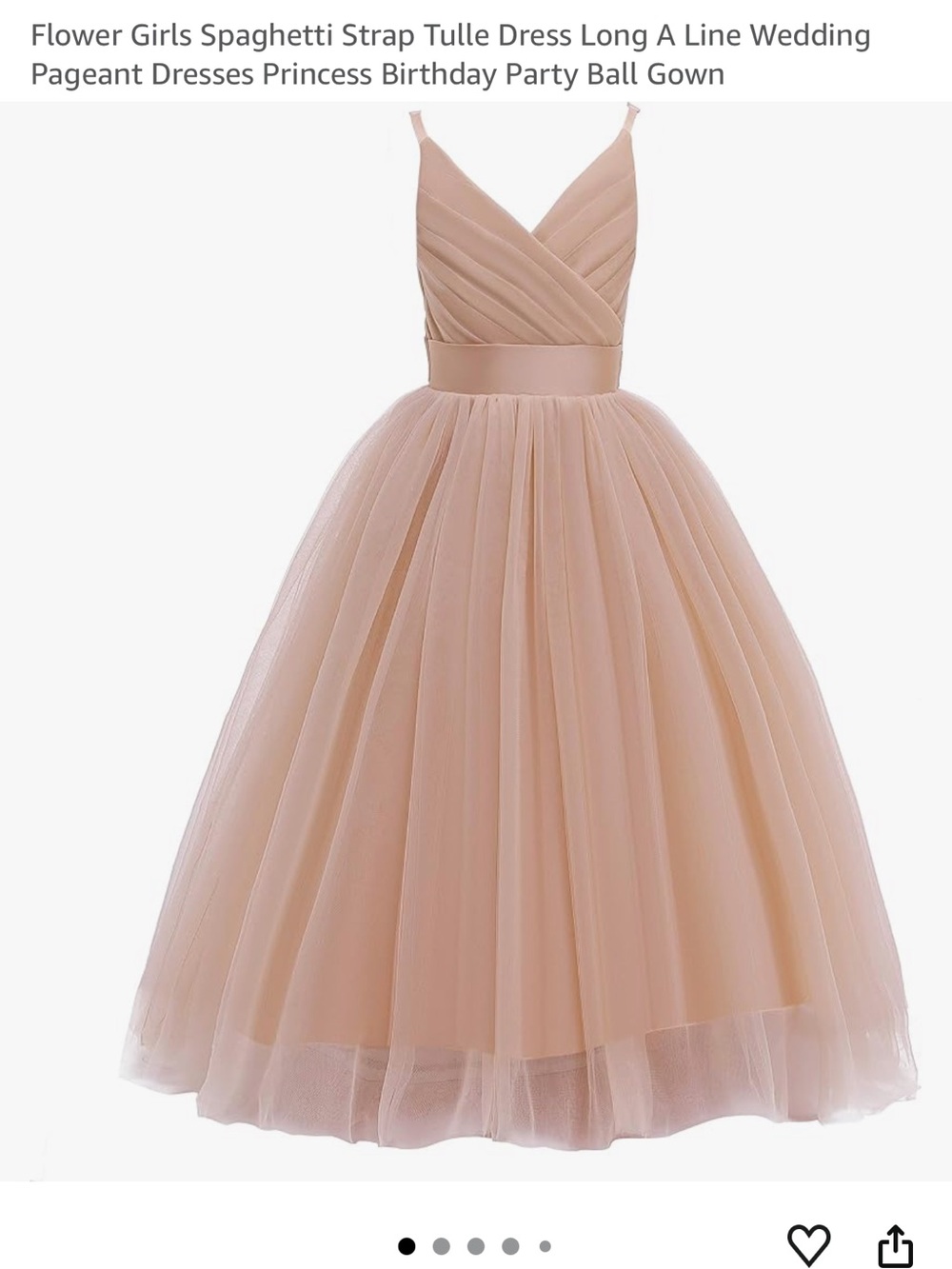 Girls Blush Pink Spaghetti Strap Tulle Dress